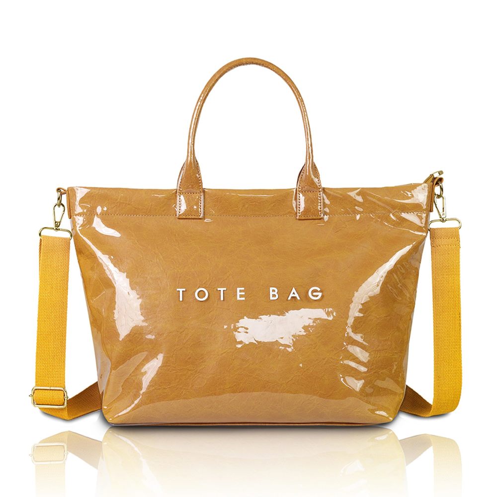 Large Pvc Tote Bag Letters Print Handbags Kraft Paper Shoulder Bag UwU